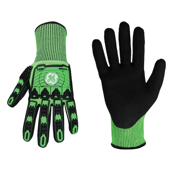Ge Coated Gloves, Nitrile, Green, M 1 PR GG240XLC - main